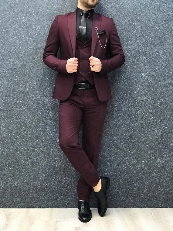 Burgundy suits for men, the allure of a burgundy suit lies in its rich, sophisticated hue that exudes elegance and versatility.