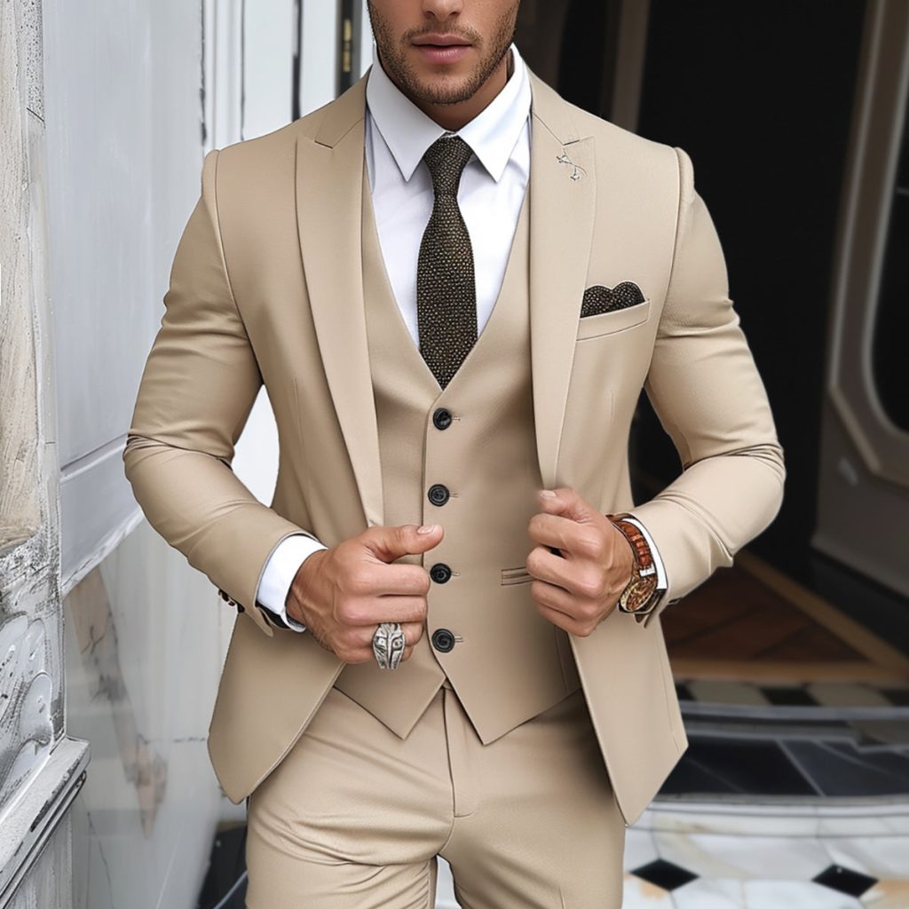 Beige suit men