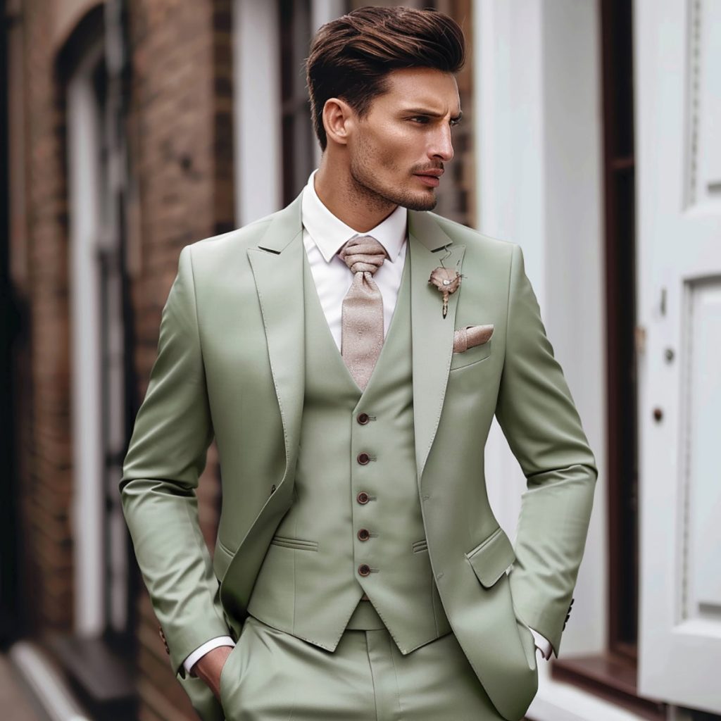 Green suit for men