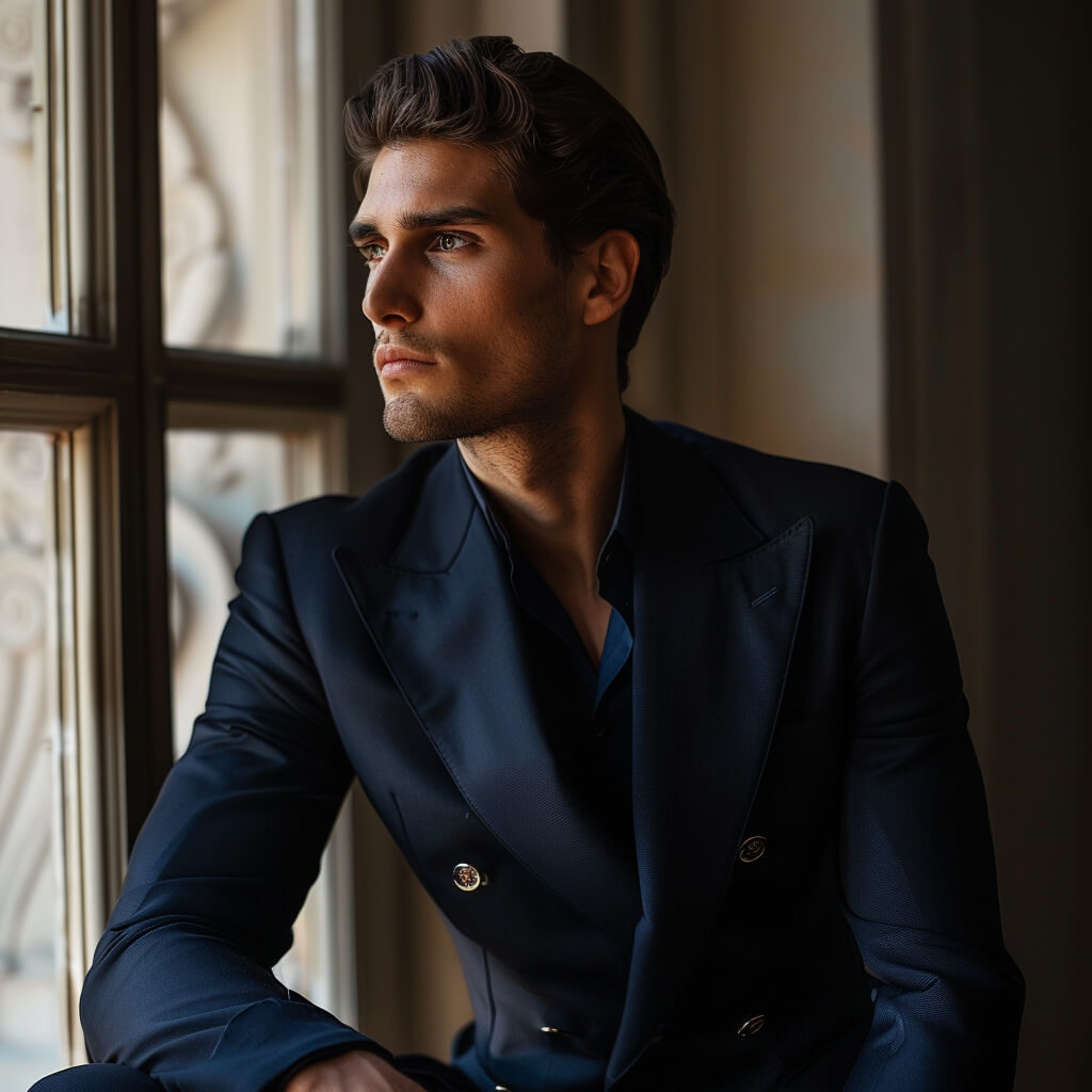 Navy blue suit for men