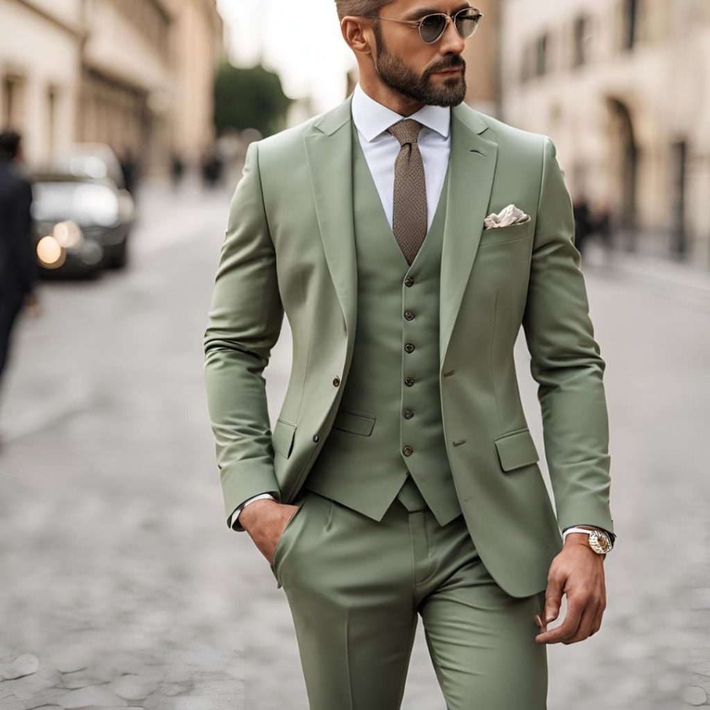 Green suit for men