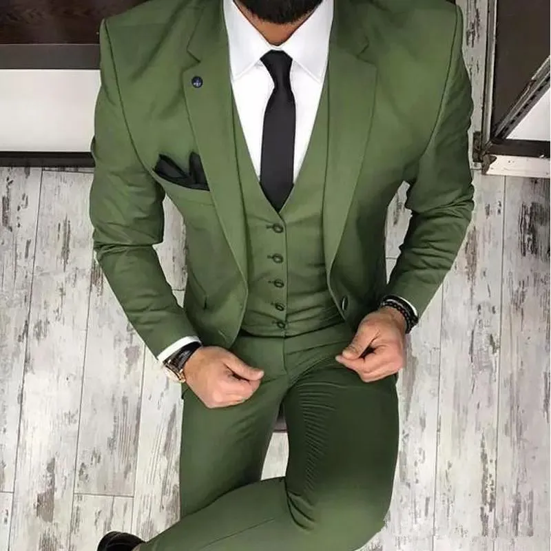 Olive green suit men