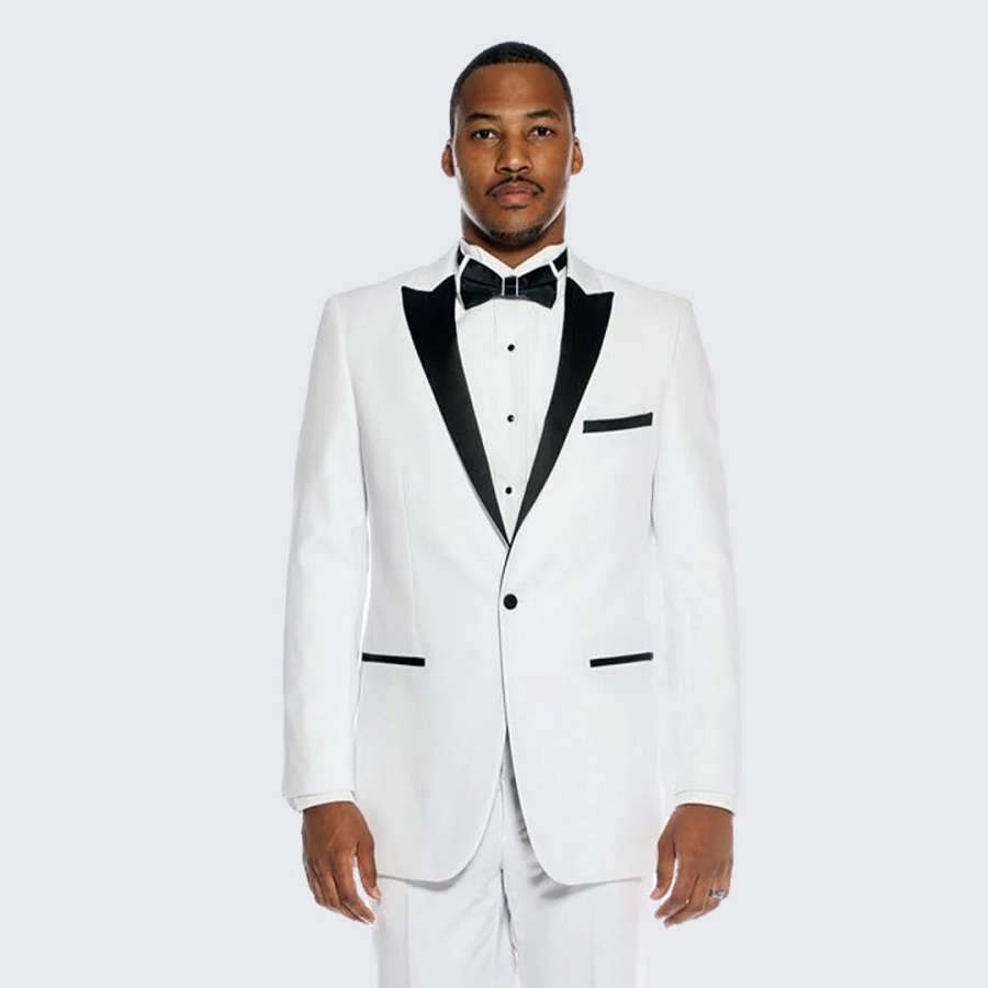 white tuxedo wedding