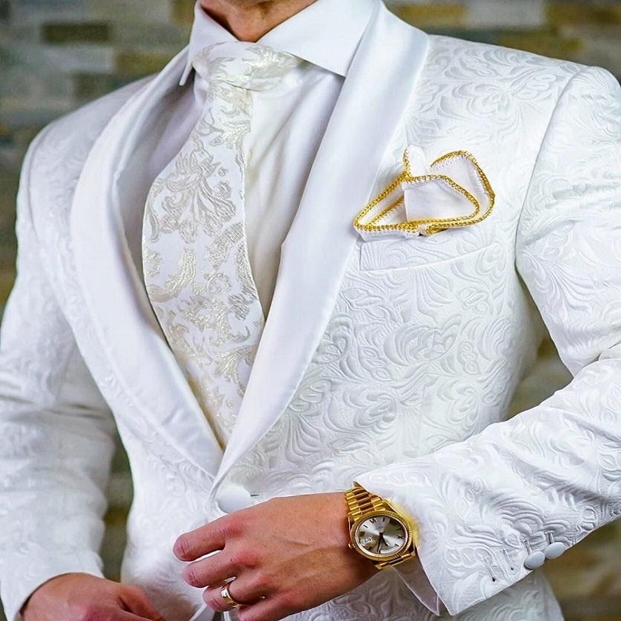 white tuxedo wedding