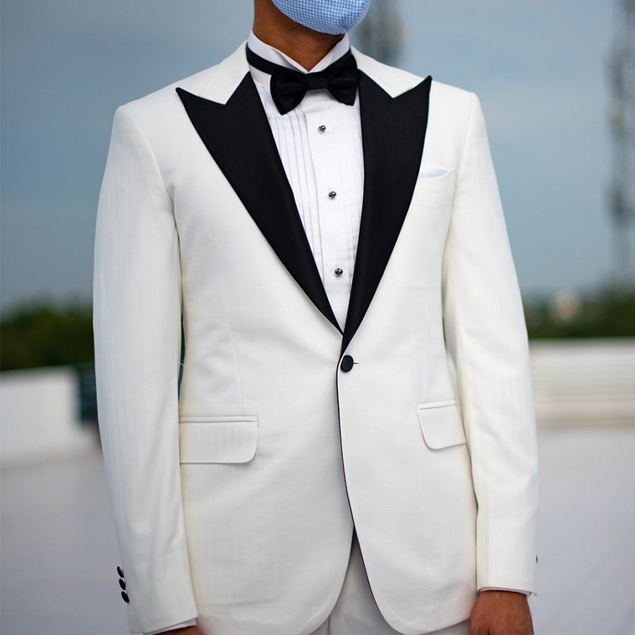 white tuxedo wedding