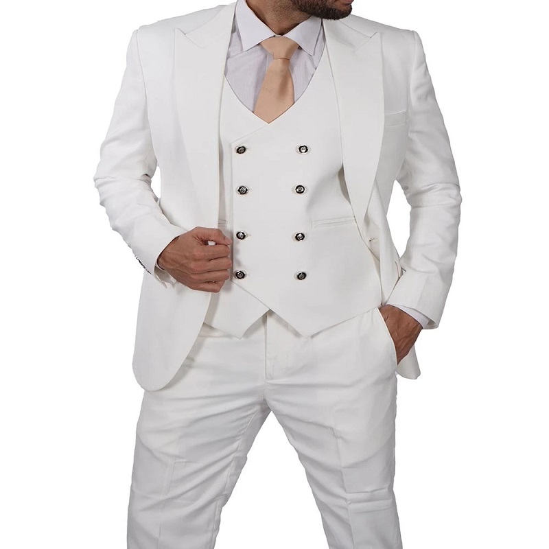 white tuxedo wedding