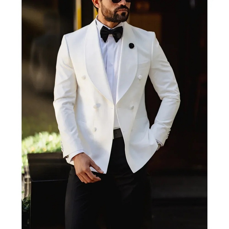 white tuxedo wedding